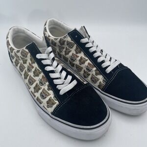 Vans Cat Print Canvas‎ Sneakers Limited Edition Animal Pattern Lace Up Men's 10
